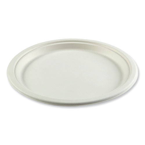 Bagasse Pfas-free Dinnerware, Plate, 10" Dia, White, 500/carton