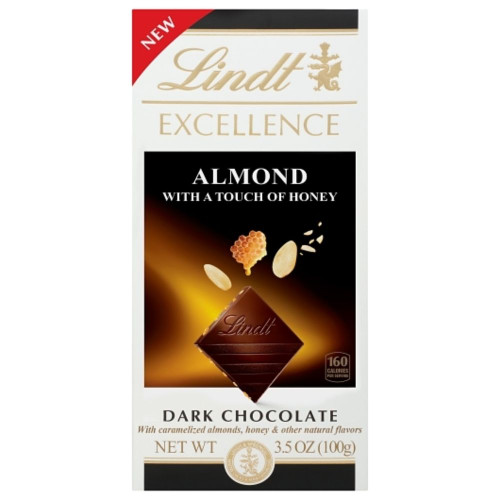 Lindt & Sprungli Excellence Almond With A Touch Of Honey Dark Chocolate Bar