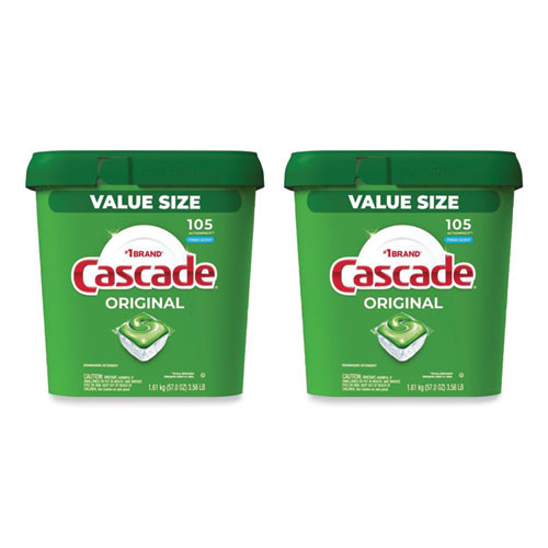 Cascade Actionpacs, Fresh Scent, 57 Oz Tub, 105/Tub, 2 Tubs/Cs