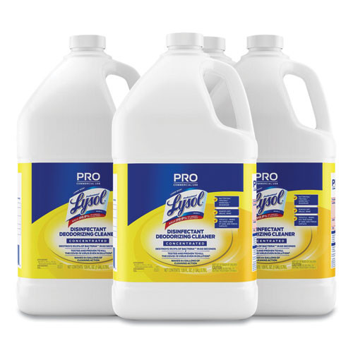 LYSOL Disinfectant Deodorizing Cleaner Concentrate, Lemon Scent, 128 Oz Bottle, 4/Carton