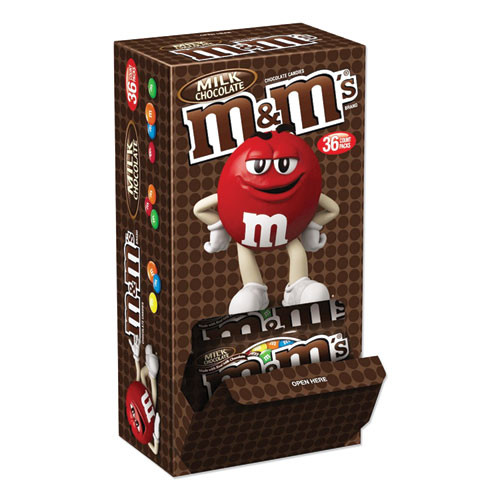 M  Chocolate Candies, Milk Chocolate, Individually Wrapped, 1.69 Oz, 36/box