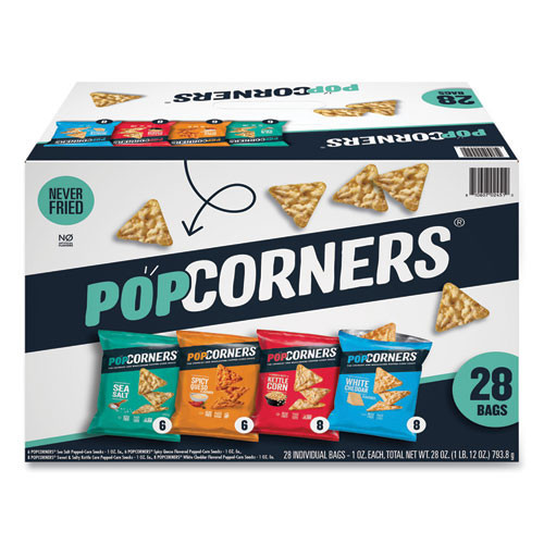 PopCorners Popped Corn Chips Snacks Variety Pack, Assorted Flavors, 1 Oz Bag, 28/pack