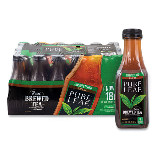 Lipton Pure Leaf Unsweetened Iced Black Tea, 16.9 Oz Bottle, 18/carton