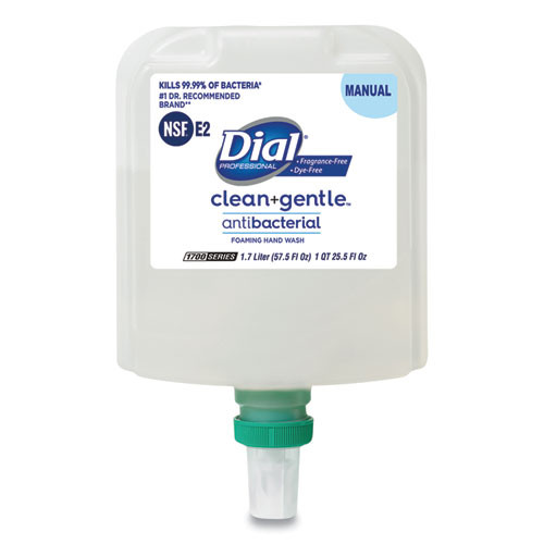 Dial Professional Clean+Gentle Antibacterial Foaming Hand Wash Refill For Dial 1700 Dispenser, Fragrance Free, 1.7 L, 3/carton