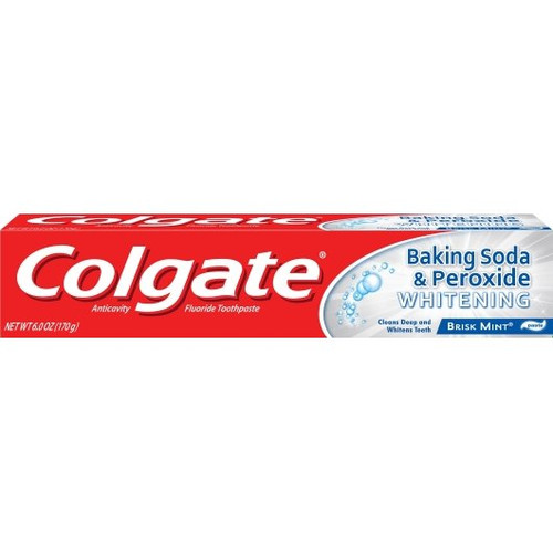 Colgate Baking Soda & Peroxide Whitening Brisk Mint Toothpaste, 6 Ounces, 6 Per Box, 4 Per Case