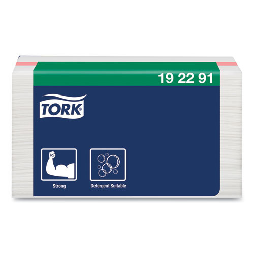 Tork Small Pack Foodservice Cloth, 1-ply, 11.75 X 14.75, Unscented, White With Red Stripe, 50/poly Pack, 4 Packs/carton