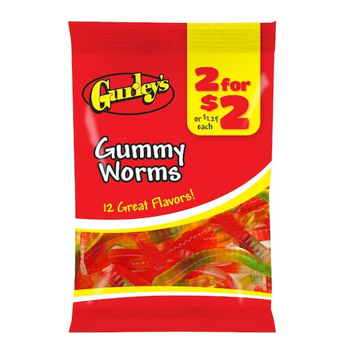 2 For $2 Gummy Worms, 3.5 Ounces, 12 Per Case
