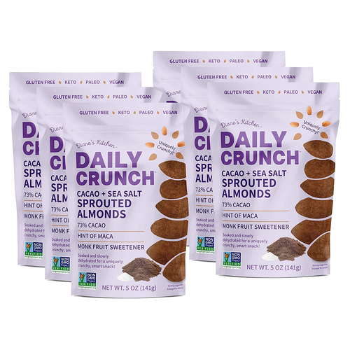 Daily Crunch Cacao Sea Salt Dusted Sprouted Almonds, 5 Ounces, 6 Per Case
