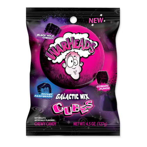 Warheads Galactic Mix Cubes Peg Bag, 4.5 Ounces, 12 Per Case