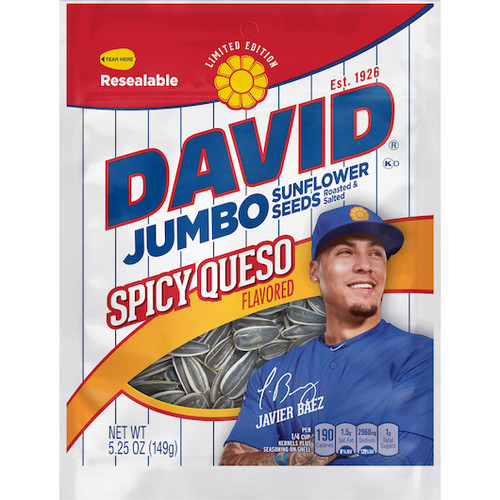 David Spicy Queso Jumbo Sunflower Seeds, 5.25 Ounces, 12 Per Case
