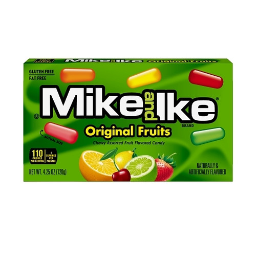 Mike & Ike Fat Free Gluten Free Candy Original Fruits Theater Box, 4.25 Ounce, 12 Per Case