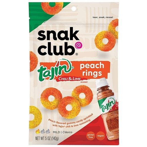Snak Club Tajin Peach Gummy Rings, 6 Each, 6 Per Case
