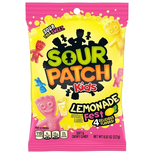 Sour Patch Kids Lemonade Soft and Chew Candy, 8.02 Ounce, 12 Per Case