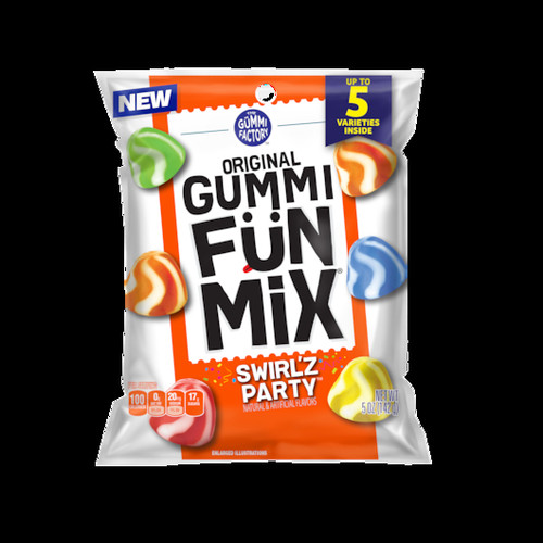 Original Gummi Factory Fun Mix Swirlz Party Gummy Candy, 5 Ounce, 12 Per Case