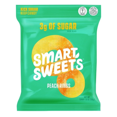Smartsweets Peach Ring Gummy Candy, 1.8 Ounce, 12 Per Box, 6 Per Case