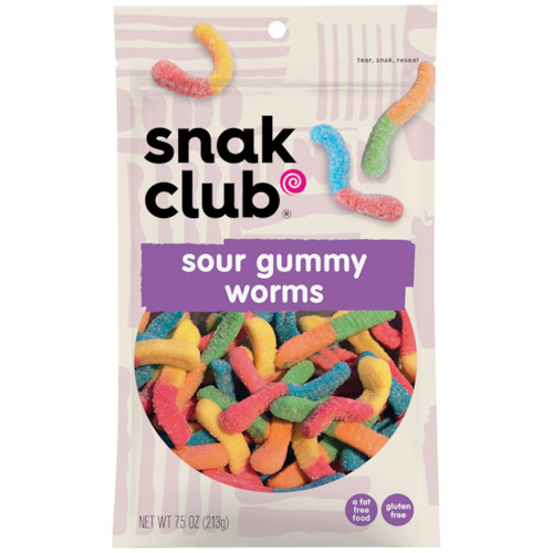 Snak Club Century Snacks Sour Worms, 0.465 Pound, 6 Per Case