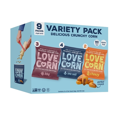 Love Corn Variety Pack 9 Cut Love Corn Case (8 X 6.3Oz), 6.3 Ounce, 8 Per Case