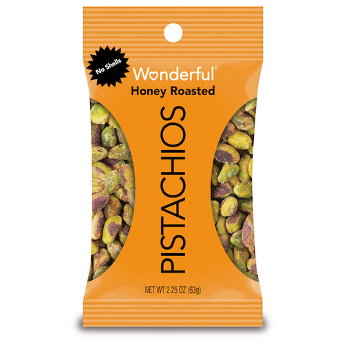 Wonderful Pistachios No Shell Honey Roasted Pistachios, 2.25 Ounces, 8 Per Box, 3 Per Case