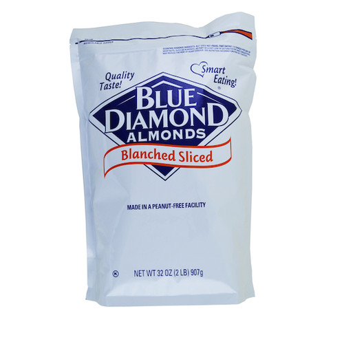 Blue Diamond Blanched Sliced Almond 2 Pounds, 4 per case
