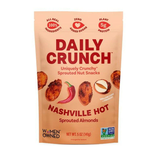 Daily Crunch Nashville Hot Sprouted Almonds, 6 Count, 1 Per Case