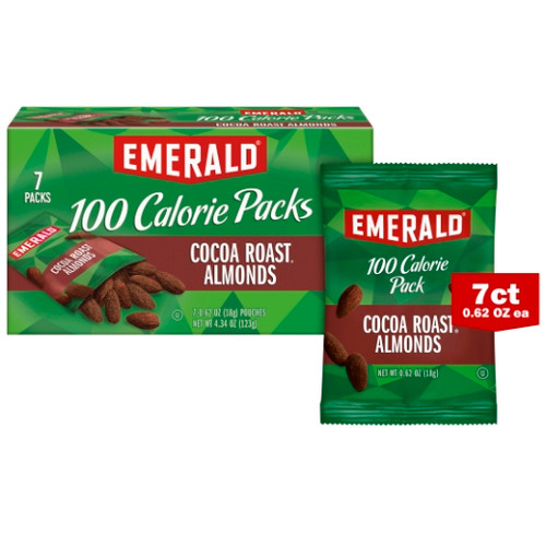 Emerald Almonds Cocoa Roast Dark Chocolate - 100 Calorie Packs, 4.34 Ounce, 12 Per Case