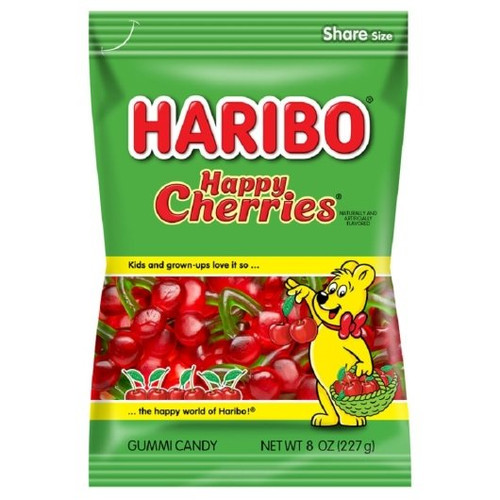 Haribo Confectionery Happy Cherries Gummy Candy, 8 Ounce, 10 Per Case