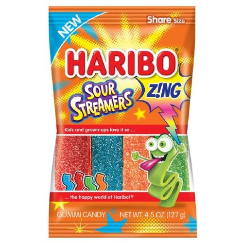 Haribo Confectionery Sour Streamers Gummy Candy, 4.5 Ounce, 12 Per Case