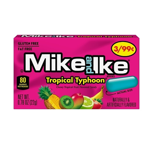 Mike & Ike Fat Free Gluten Free Tropical Typhoon, 0.78 Ounce, 24 Per Box, 16 Per Case