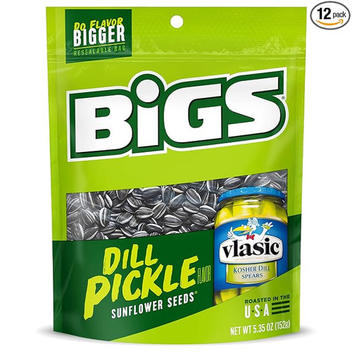 Bigs Vlasic Spicy Dill Pickle Flavored Sunflower Seeds, 5.35 Ounce, 12 Per Case
