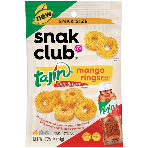 Snak Club Tajin Mango Gummy Rings, 2.25 Ounce, 12 Per Case