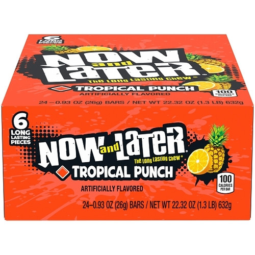 Now and Later Tropical Punch Long Lasting Chew Candy, 0.93 Ounce, 12 Per Case