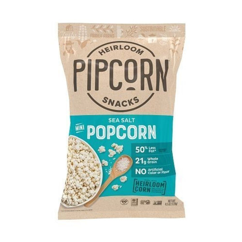 Pipcorn Heirloom Mini Popcorn, Sea Salt, 4.5 Ounce, 12 Per Case