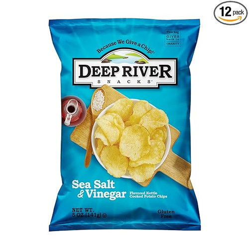 Deep River Snacks Salt & Vinegar Kettle Potato Chips, 5 Ounce, 12 Per Case