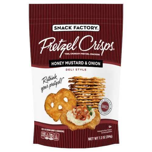 Snack Factory Pretzel Crisps Honey Mustard Onion, 7.2 Ounce, 12 Per Case