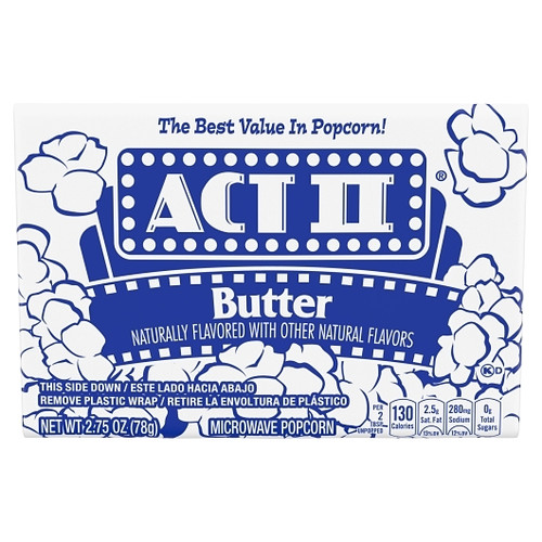 Act II Microwave Popcorn Tray Butter, 2.75 Ounces, 18 Per Box, 4 Per Case