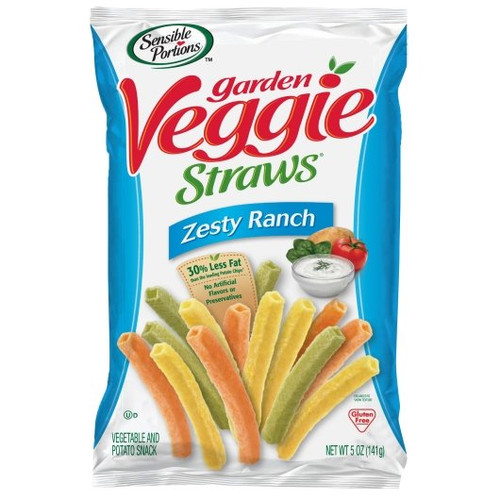 Sensible Portions Garden Zesty Ranch Veggie Straws, 5 Ounce, 12 per case.