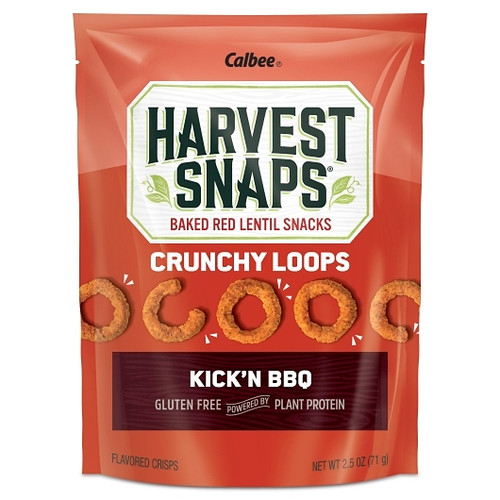 Harvest Snaps Red Lentil Crunchy Loops Kickn Bbq, 2.5 Ounce, 12 Per Case