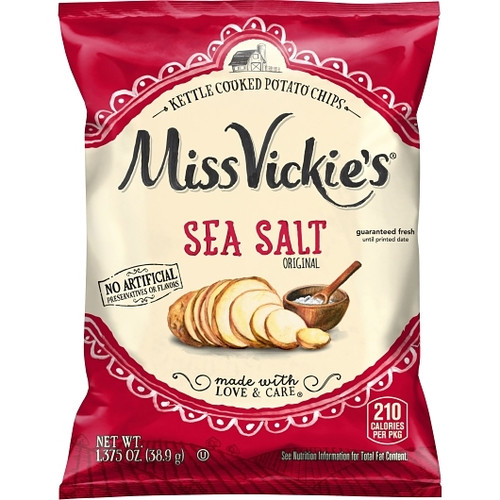 Miss Vickie s Sea Salt Kettle Cooked Potato Chips, 1.375 Ounce, 64 Per Case