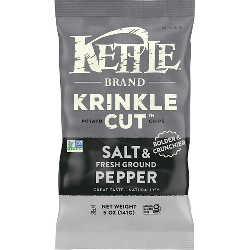 Kettle Foods Potato Chip Krinkle Salt & Fresh Ground Pepper, 5 Ounces, 8 Per Case