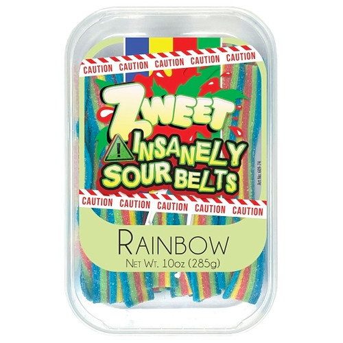 Zweet Insanely Rainbow Sour Belts, 10 Ounce, 24 per case