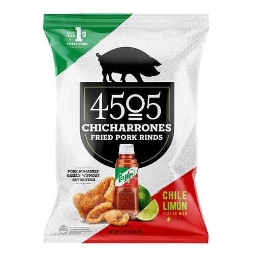 4505 Meats Meats Tajin Chile Limon Chicharrones, 2.25 Ounce, 12 Per Case