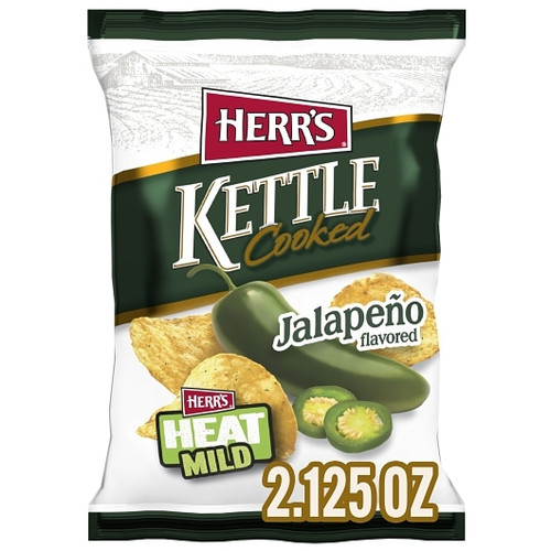 Herr s Jalapeno Flavored Kettle Cooked Potato Chips, 2.125 Ounce, 12 Per Case
