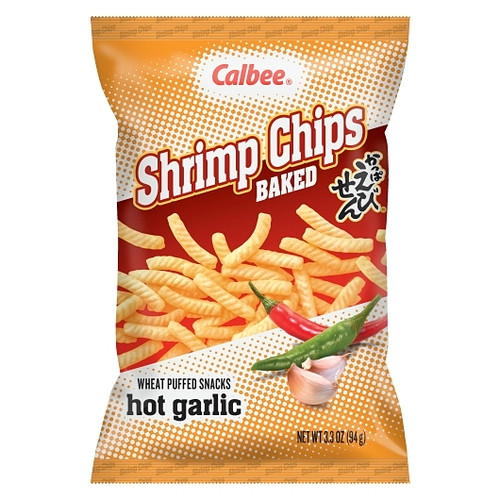 Calbee Shrimp Chips Hot Garlic Case, 3.3 Ounce, 12 Per Case