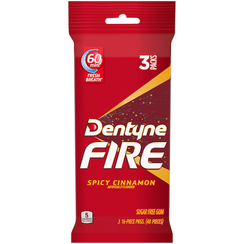 Dentyne Fire Gum Cinnamon 3 Pack, 2.387 Ounce, 20 Per Case