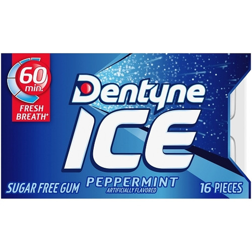 Dentyne Single Peppermint Ice Gum, 16 Count, 9 Per Box, 18 Per Case