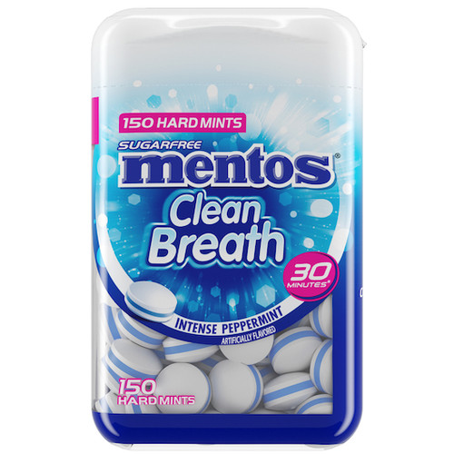 Mentos Clean Breath Peppermint, 150 Count, 4 Per Box, 6 Per Case