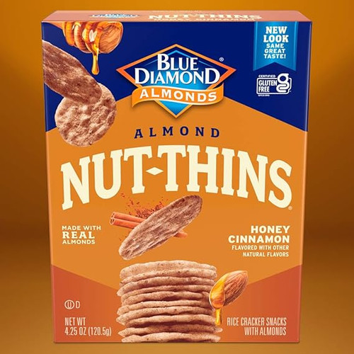 Blue Diamond Almonds Nut-Thins Crackers Honey Cinnamon, 4.25 Ounce, 12 Per Case