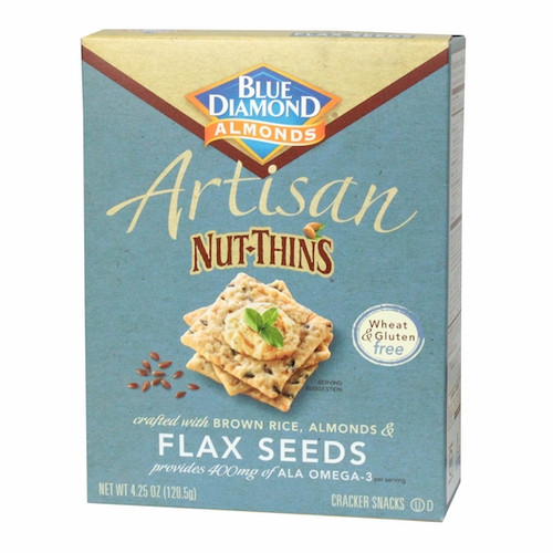 Blue Diamond Almonds Nut-Thins Crackers, Flax Seed, 4.25 Ounce, 12 Per Case