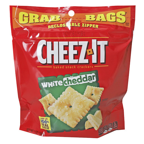 Cheez-It Grab Bag Reclosable White Cheddar Crackers, 7 Ounces, 6 Per Case