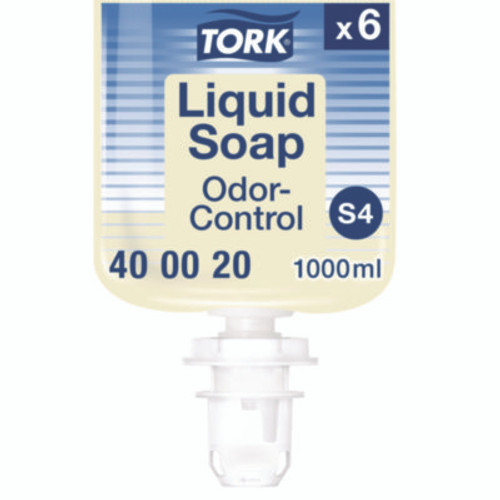 Tork Odor-Control Hand Soap Liquid S4, Perfume Free, 1 L, 6/Carton